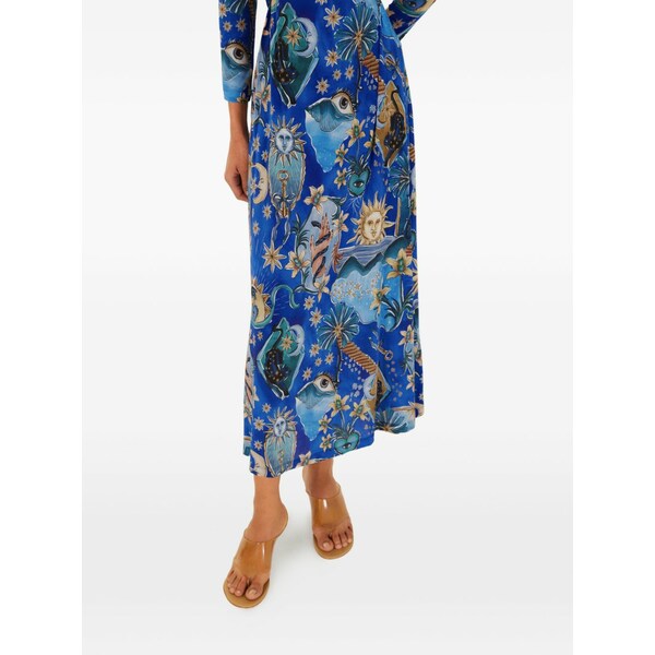 耕園 リオ レディース 衣裳 トップス Twisted print dress Blue