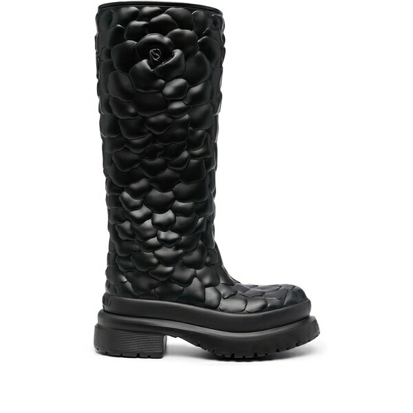 ヴァレンティノ ガラヴァーニ レディース ブーツ シューズ Atelier floral-embossed mid-calf rain boots Black