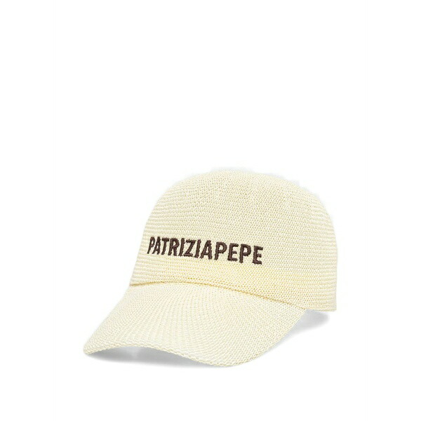 パトリツィア ペペ レディース かぶり笠 添え物 Logo-embroidered woven baseball cap Neutrals