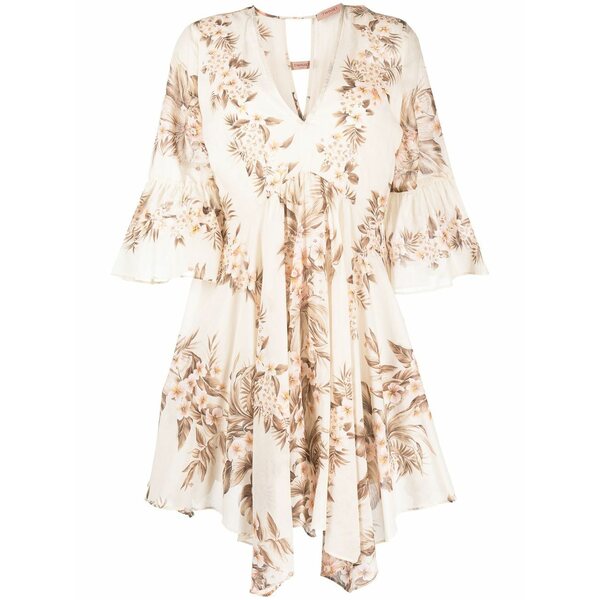 ツイン書き割り レディース 衣裳 トップス Kleid  mini dress Neutrals