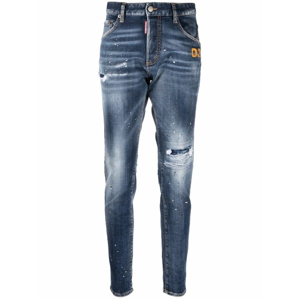 ディースクエアード レディース ジーンズズボン下 ボトムス Distressed-finish denim jeans Blue