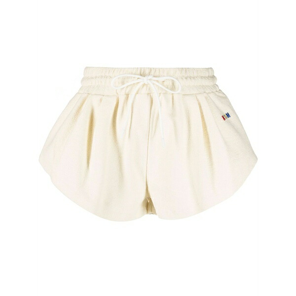 エムエスジイエム レディース 心地よいズボン下 ボトムス Logo-embroidered cotton track shorts Neutrals