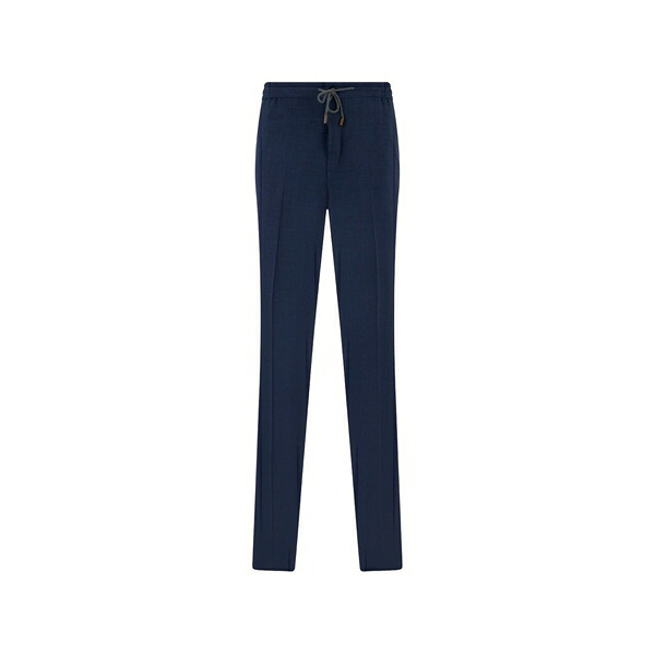 投げることお召しもの メンズ 心地よいズボン下 ボトムス Drawstring elasticated-waist trousers Blue