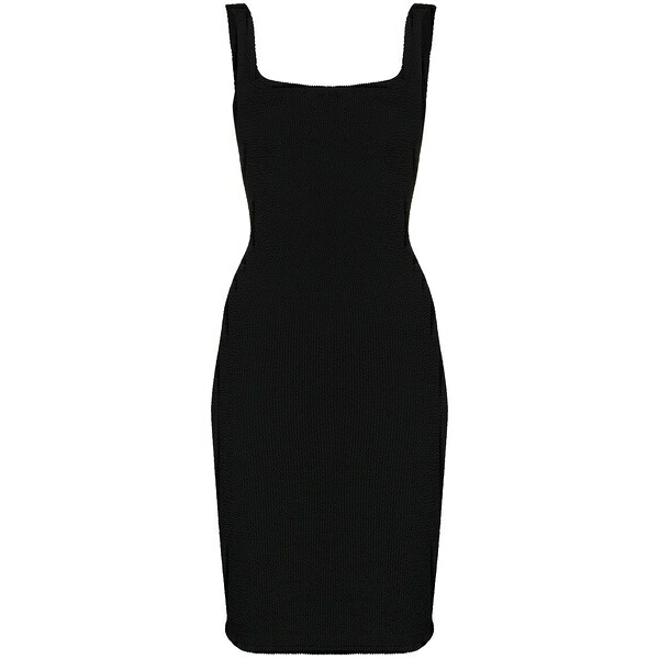 フンザ・ジー レディース 衣裳 トップス Seersucker square-neck mini dress Black