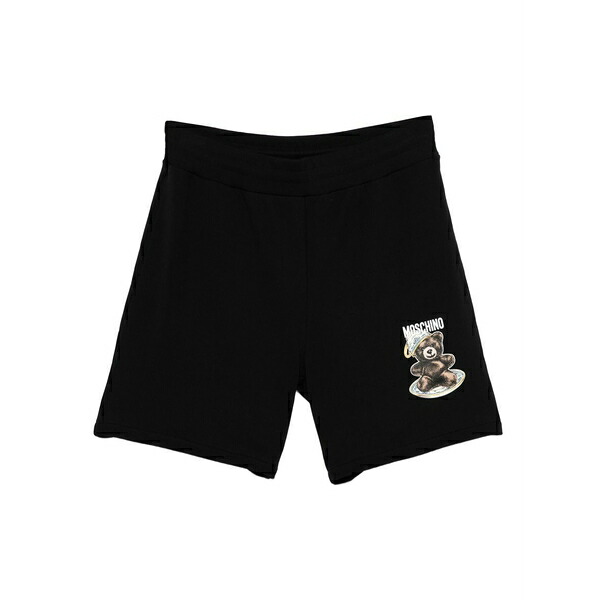 モスキーノ メンズ 心地よいズボン下 ボトムス Teddy-print shorts Black