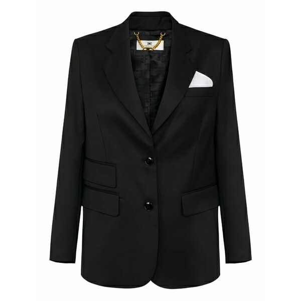 エリザベスフランキ レディース 上衣＆上衣 アウター Pocket square single-breasted jacket Black