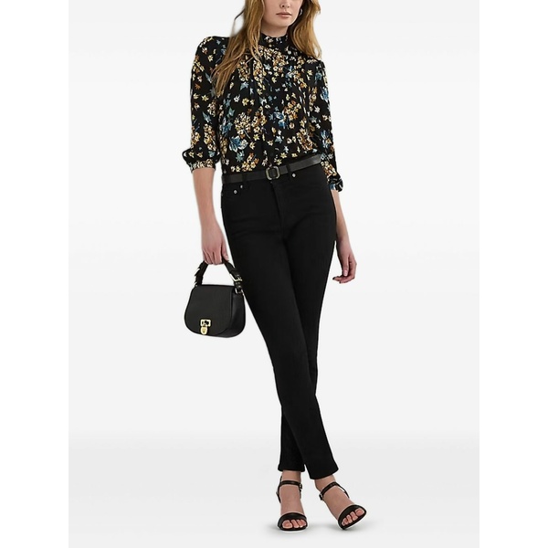 ラルフローレン レディース プルオーバー トップス Floral-print georgette shirt Black