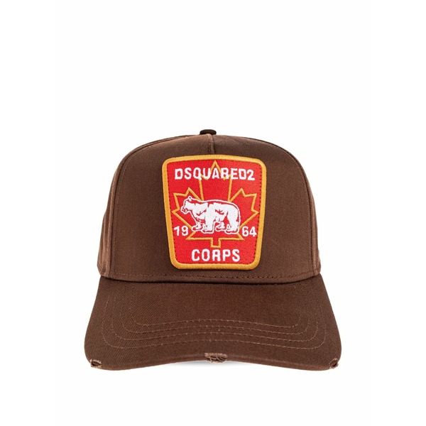 ディースクエアード メンズ かぶり笠 佩び物 Bear-maple leaf patch cap Brown