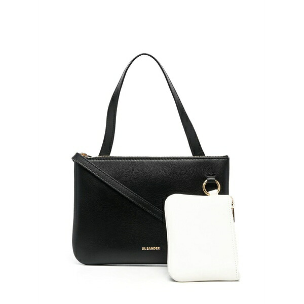 ジル・サンダー レディース ショルダーバッグ 御徒面子 Nappa-leather logo-print bag Black