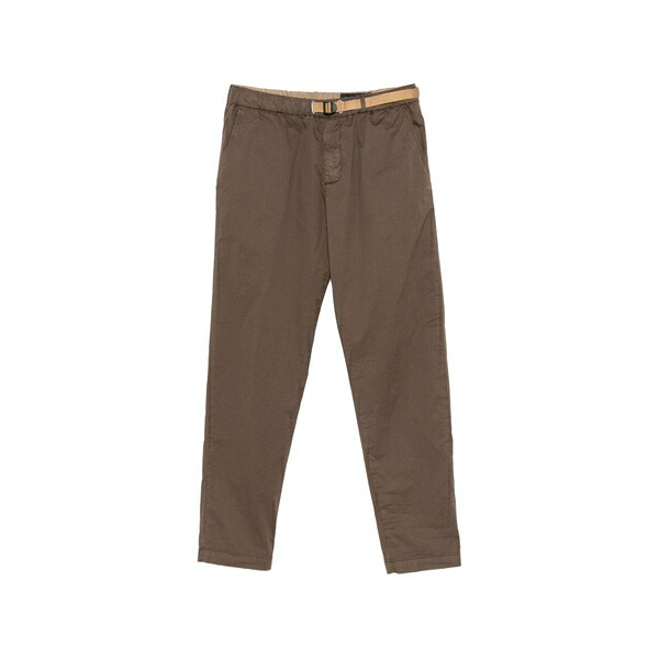 白いこと砂子 メンズ 心地よいズボン下 ボトムス Belted elasticated-waist trousers Brown