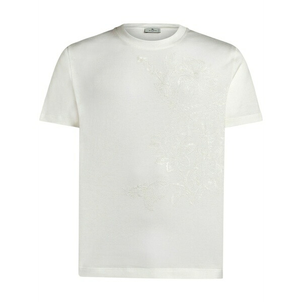 エトロ メンズ ティーシャツ トップス Embroidered-design cotton t-shirt  White