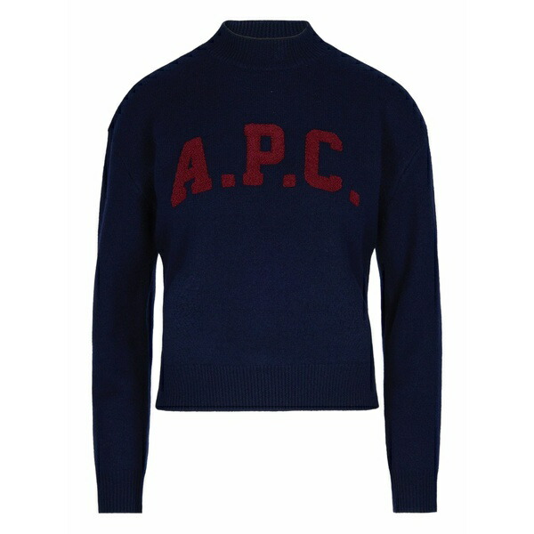 アーペーセー レディース 編み物\u0026プルオーバー アウター Logo-embroidered turtleneck sweater Blue