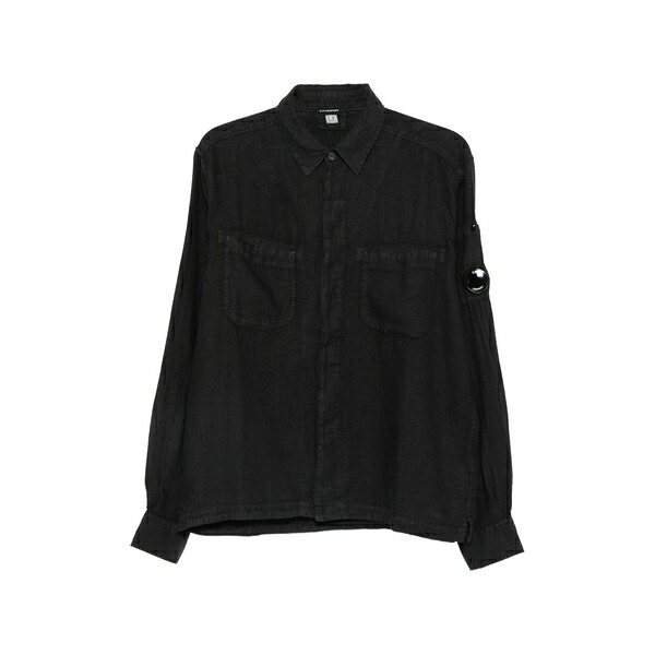 シーピーカンパニー メンズ プルオーバー トップス Lens-detail linen shirt Black