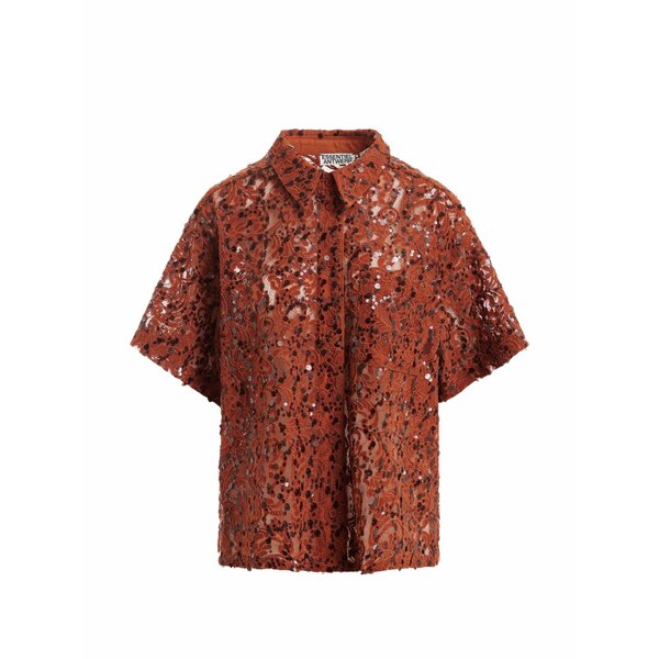 エッセンシャルアントワープ レディース プルオーバー トップス Sequin-embellished short-sleeved shirt Red