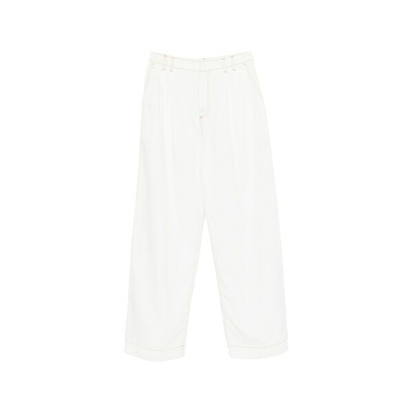 暗然たる運動場 レディース ジーンズズボン下 ボトムス Contrast-stitch trousers White