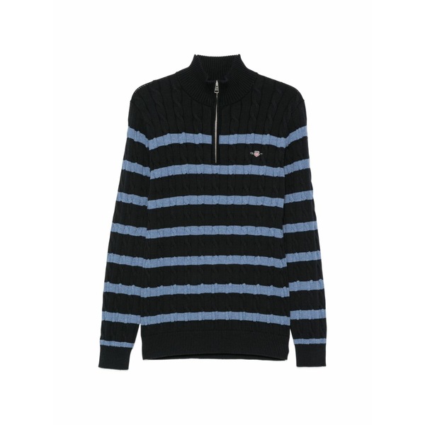 ガント メンズ 編み物\u0026プルオーバー アウター Cable-knit striped sweater Black