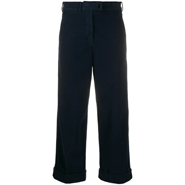 アスペジ レディース 心地よいズボン下 ボトムス Cropped wide leg trousers Blue