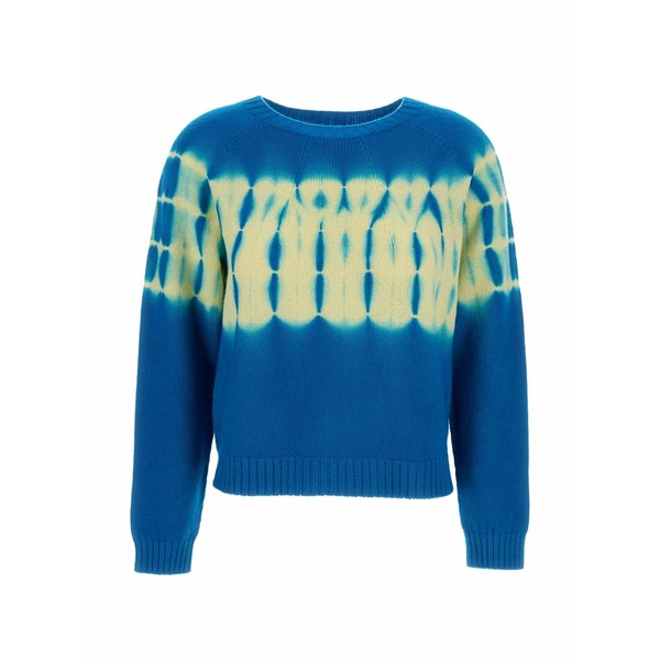 スズサン レディース 編み物\u0026プルオーバー アウター Tie-dye cropped sweater  Blue