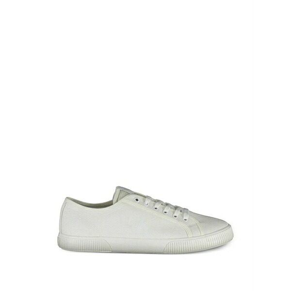 カルバンクライン メンズ スニーカー シューズ Logo-print canvas sneakers White