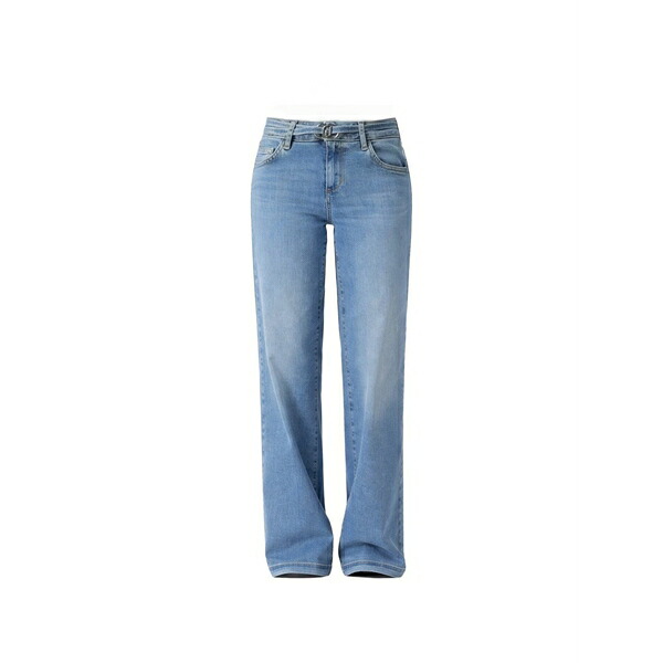 リュージョー レディース ジーンズズボン下 ボトムス Flared buckle jeans Blue