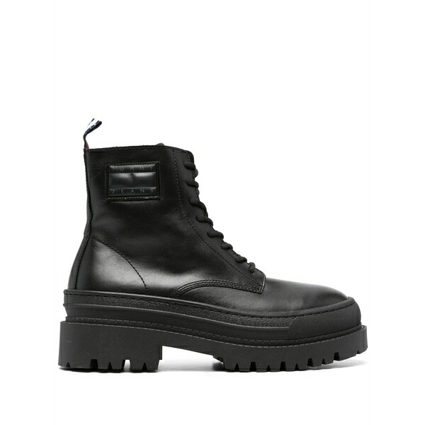 トミーヒルフィガー メンズ ブーツ シューズ Foxing lace-up leather boots Black