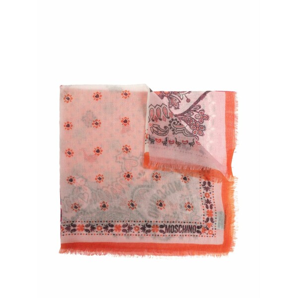 モスキーノ メンズ 消音装置・袈裟・えり巻き 佩び物 Paisley-print frayed cashmere scarf Pink