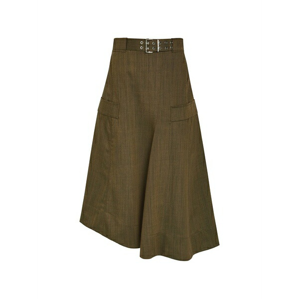 ガニー レディース スコート ボトムス Belted asymmetric skirt Green