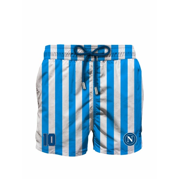 エムシーツーセイントバース メンズ 心地好いズボン下 ボトムス Striped drawstring swim shorts Blue