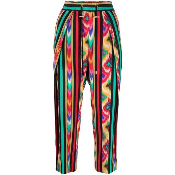 バルマン レディース カジュアルパンツ ボトムス Abstract-print silk trousers Red｜asty