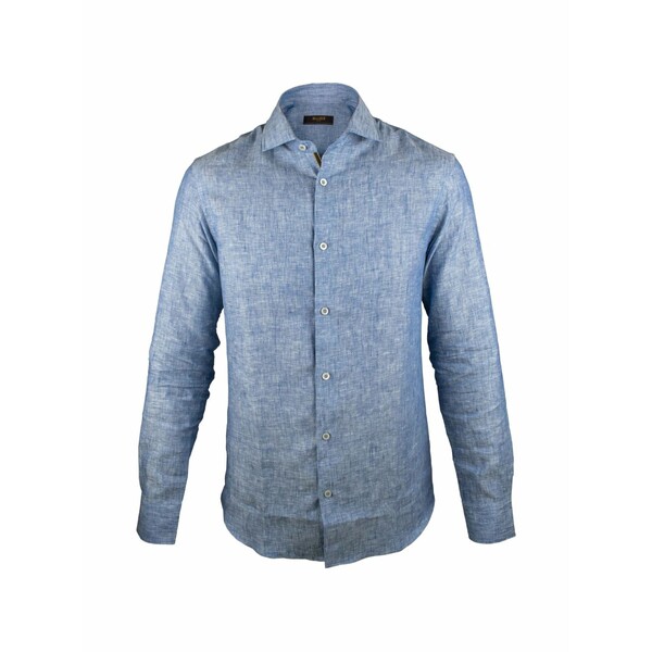 ムーレー メンズ プルオーバー トップス Long-sleeve mother-of-pearl button shirt Blue