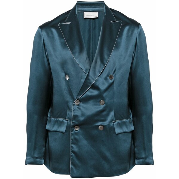 ピエール＝ルイ・マシア メンズ 上衣＆上衣 アウター Double-breasted fastening silk blazer Blue