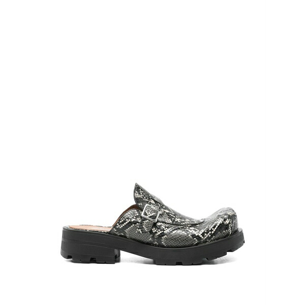 プリンスチャールズ島・ジェフリー メンズ サンダル シューズ Snakeskin buckle mules Grey