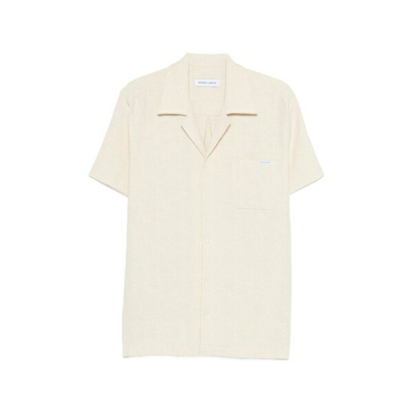 メゾンラビッシュ メンズ シャツ トップス Logo-patch shirt Neutrals|asty