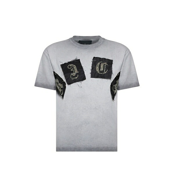 ジョン リッチモンド レディース Tシャツ トップス Patchwork-embellished t-shirt Grey｜asty