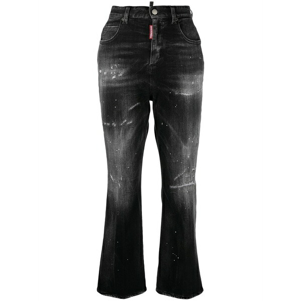 ディースクエアード レディース ジーンズズボン下 ボトムス Distressed flared jeans Black