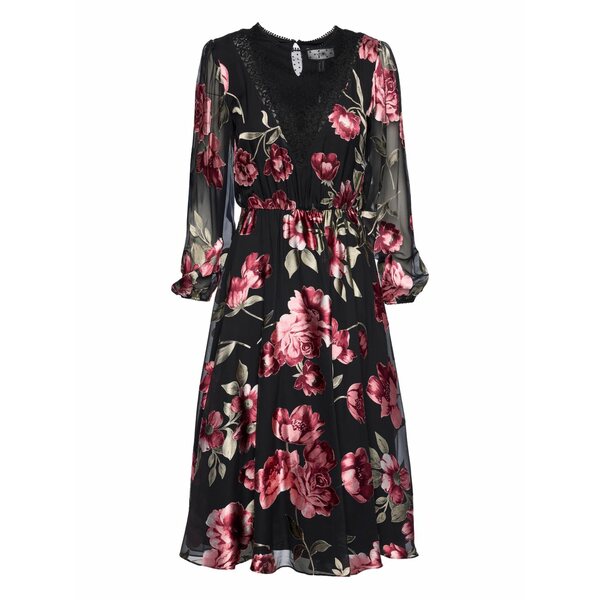 ニッサ レディース 衣裳 トップス Lace floral MIDI dress Black