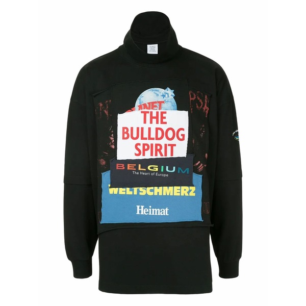 ヴェトモン メンズ パーカー・スウェットシャツ アウター Patchwork panelled cotton sweatshirt Black