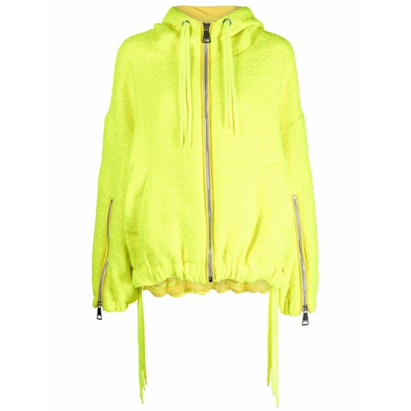 クリスジョイ レディース 上衣＆上衣 アウター Tweed drawstring hood jacket Yellow