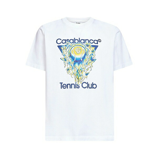 カサブランカ メンズ Tシャツ トップス Tennis club icon graphic-print t-shirt White｜asty