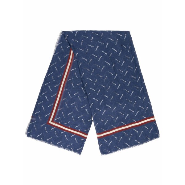 バリー メンズ えり巻き・袈裟・えり巻き 付属物 Logo-print cashmere-modal scarf Blue