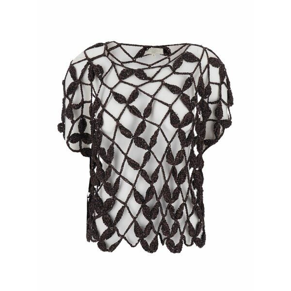 アントネリ レディース 編み物\u0026プルオーバー アウター Crochet knitted top Brown
