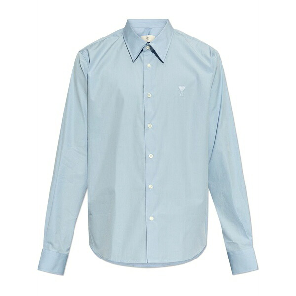 意中の女 メンズ プルオーバー トップス Cotton shirt  Blue