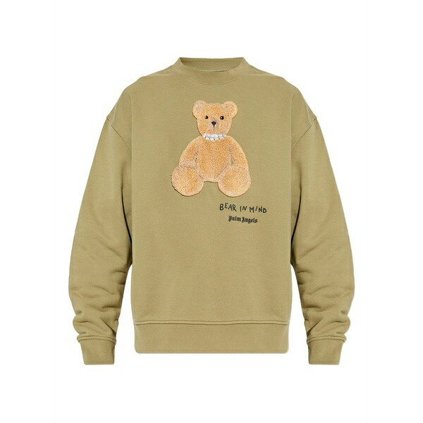 パーム・エンジェルス メンズ パーカー・スウェットシャツ アウター Teddy-appliqu￡ crew-neck sweatshirt Green