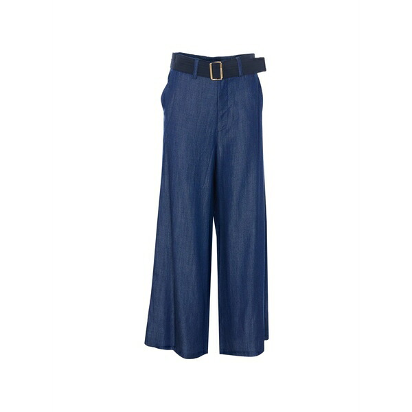 リュージョー レディース 心地好いズボン下 ボトムス Belted wide-leg trousers Blue