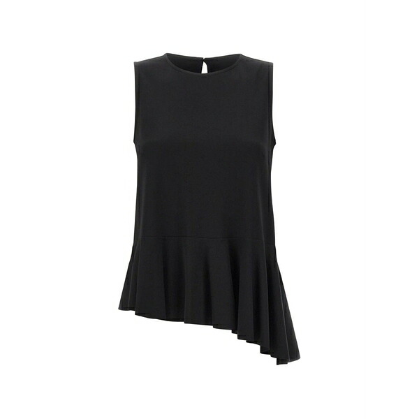 騒々しい混乱 レディース プルオーバー トップス Ruffled-hem sleeveless blouse Black