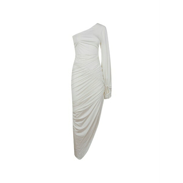 アーメン レディース 衣裳 トップス One-shoulder ruched maxi dress White