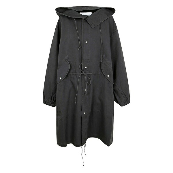 オーエーエムシー レディース 厚地の外套 アウター Pressed-stud coat  Black
