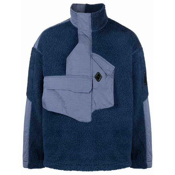 アコールドウォール メンズ 上衣＆上衣 アウター Bonded axis panelled fleece jacket Blue