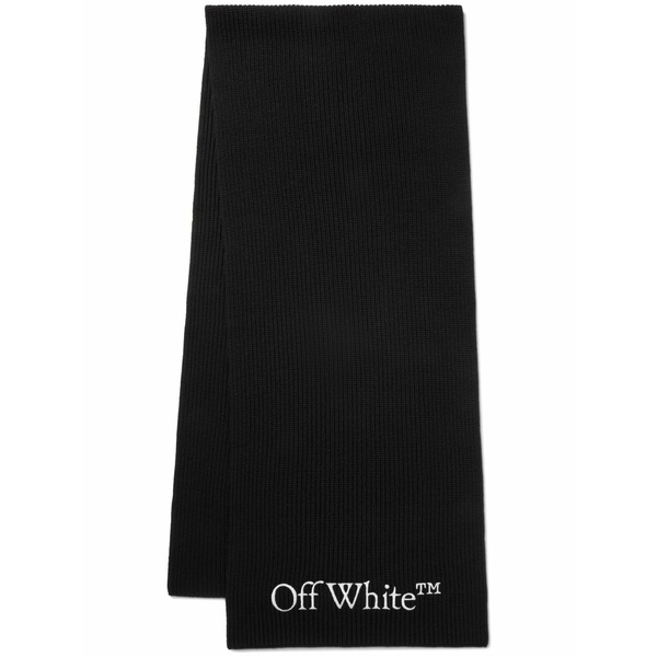 象牙色 メンズ えり巻き・袈裟・えり巻き 付属物 Bookish logo-knit scarf Black