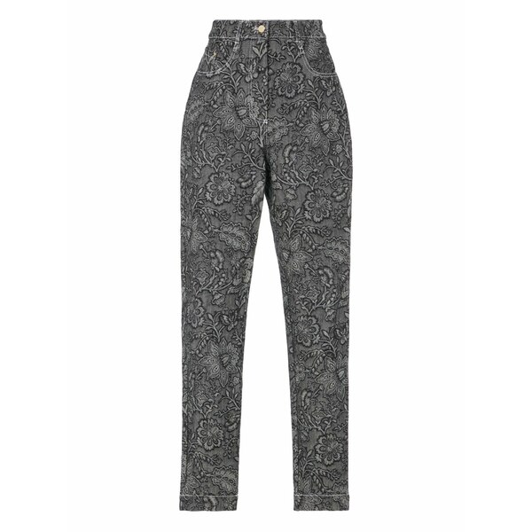 テンパリーロンドン レディース 心地よいズボン下 ボトムス Floral-print denim trousers Black